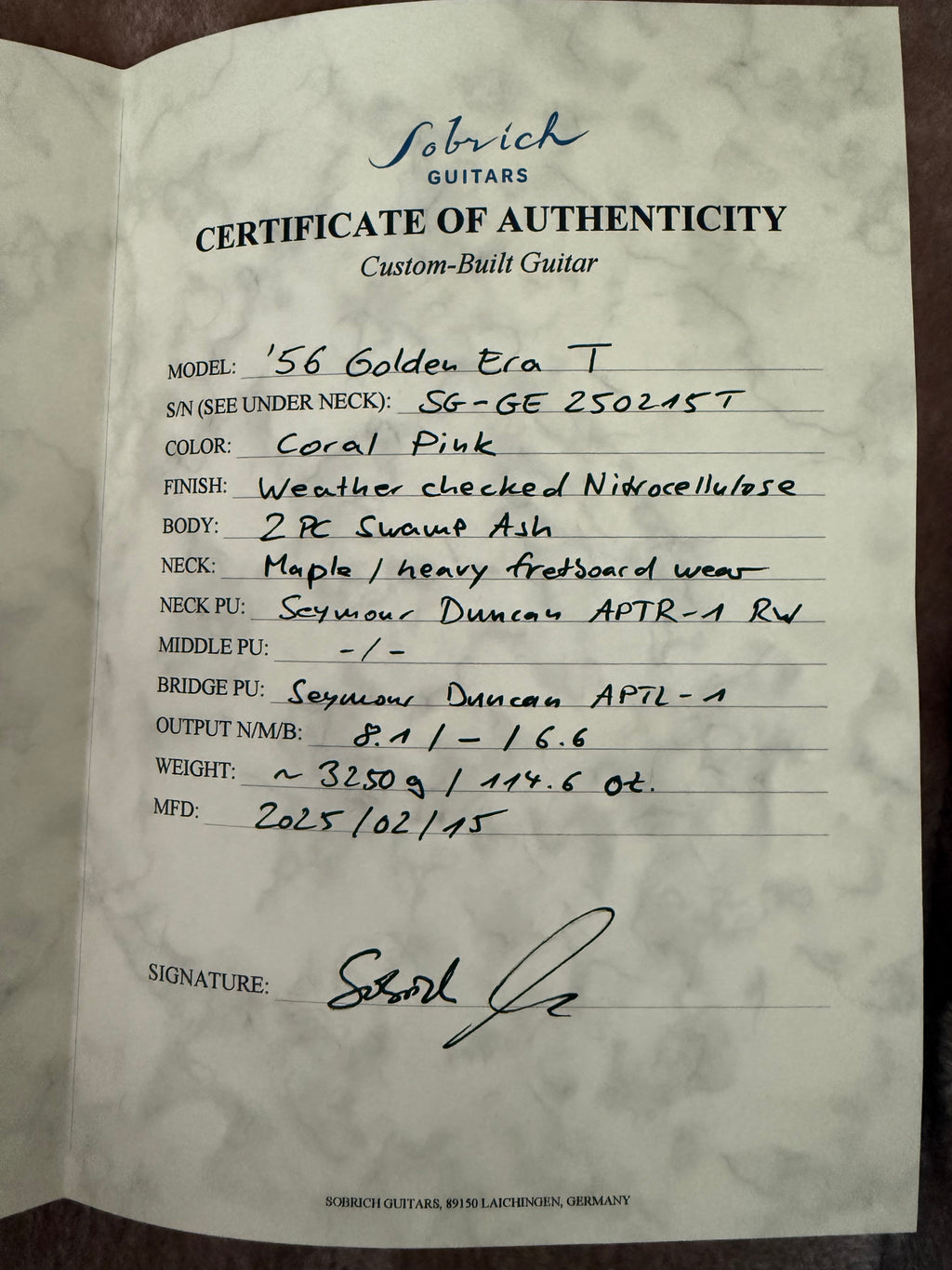 Sobrich Golden Era „Coralcaster“ Ash mid 50‘s T-Model Custombuilt