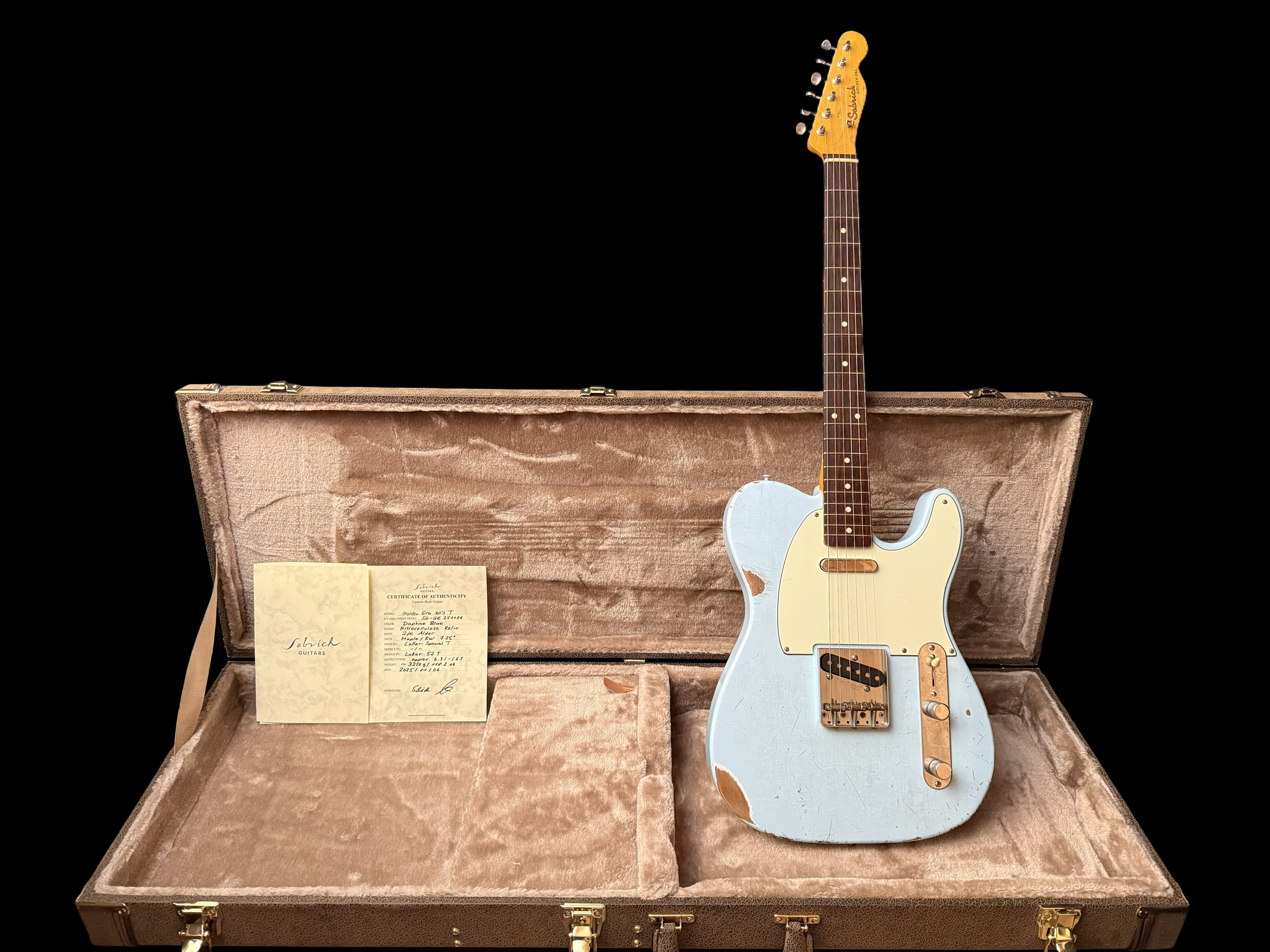 2025 Sobrich Golden Era 60s Tele aged Daphne Blue - Lollar Pickups