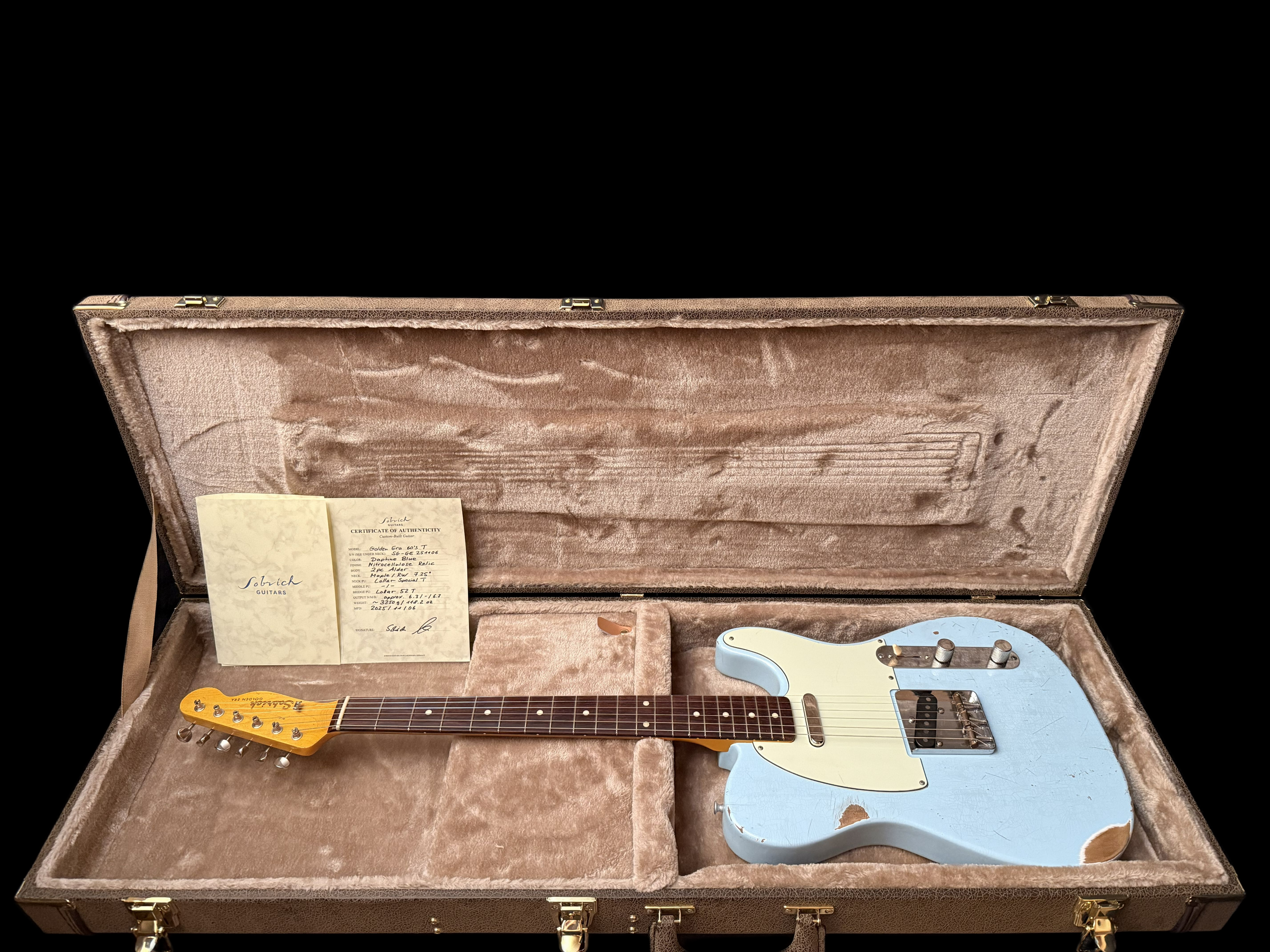 2025 Sobrich Golden Era 60s Tele aged Daphne Blue - Lollar Pickups