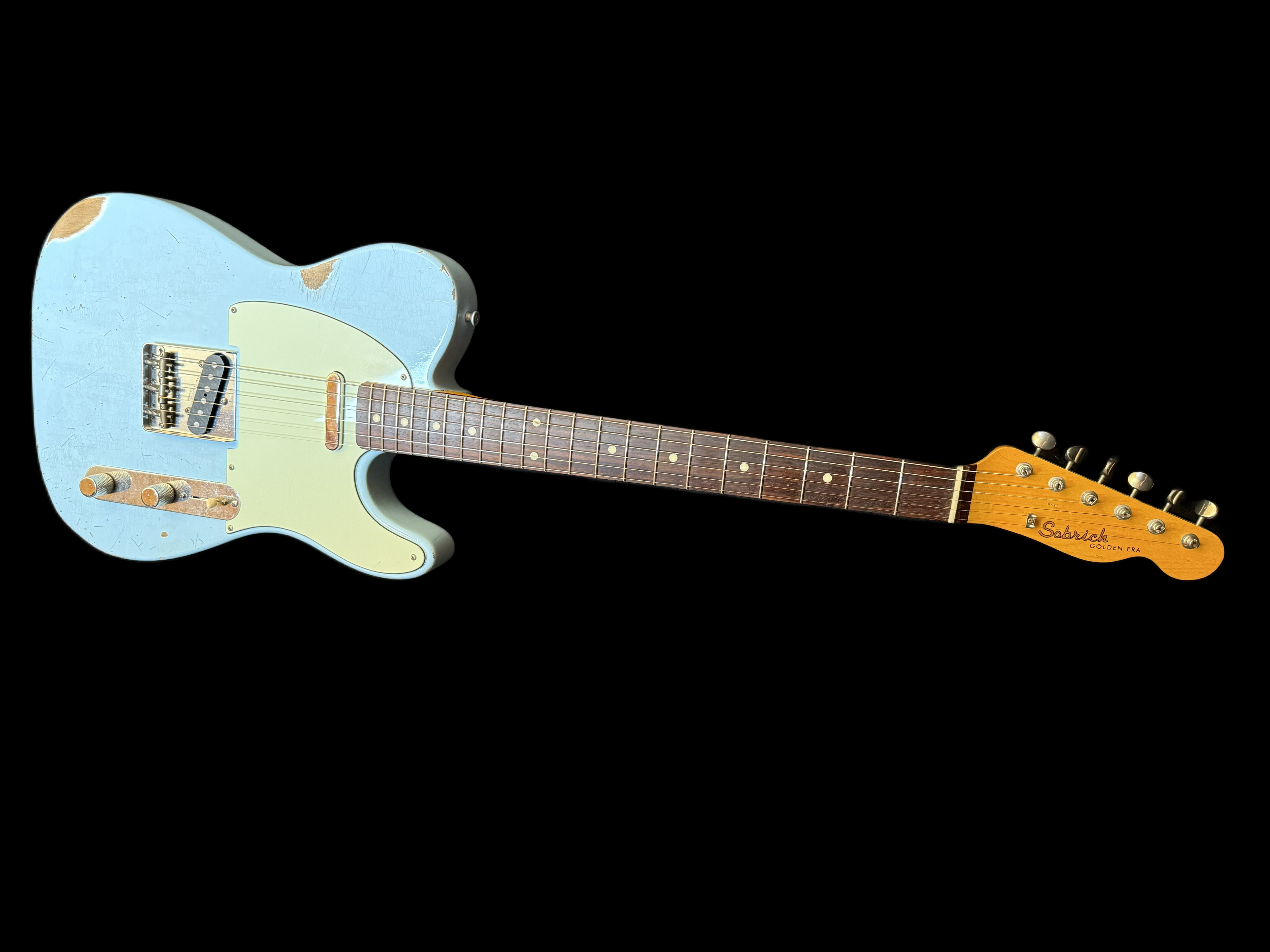 2025 Sobrich Golden Era 60s Tele aged Daphne Blue - Lollar Pickups