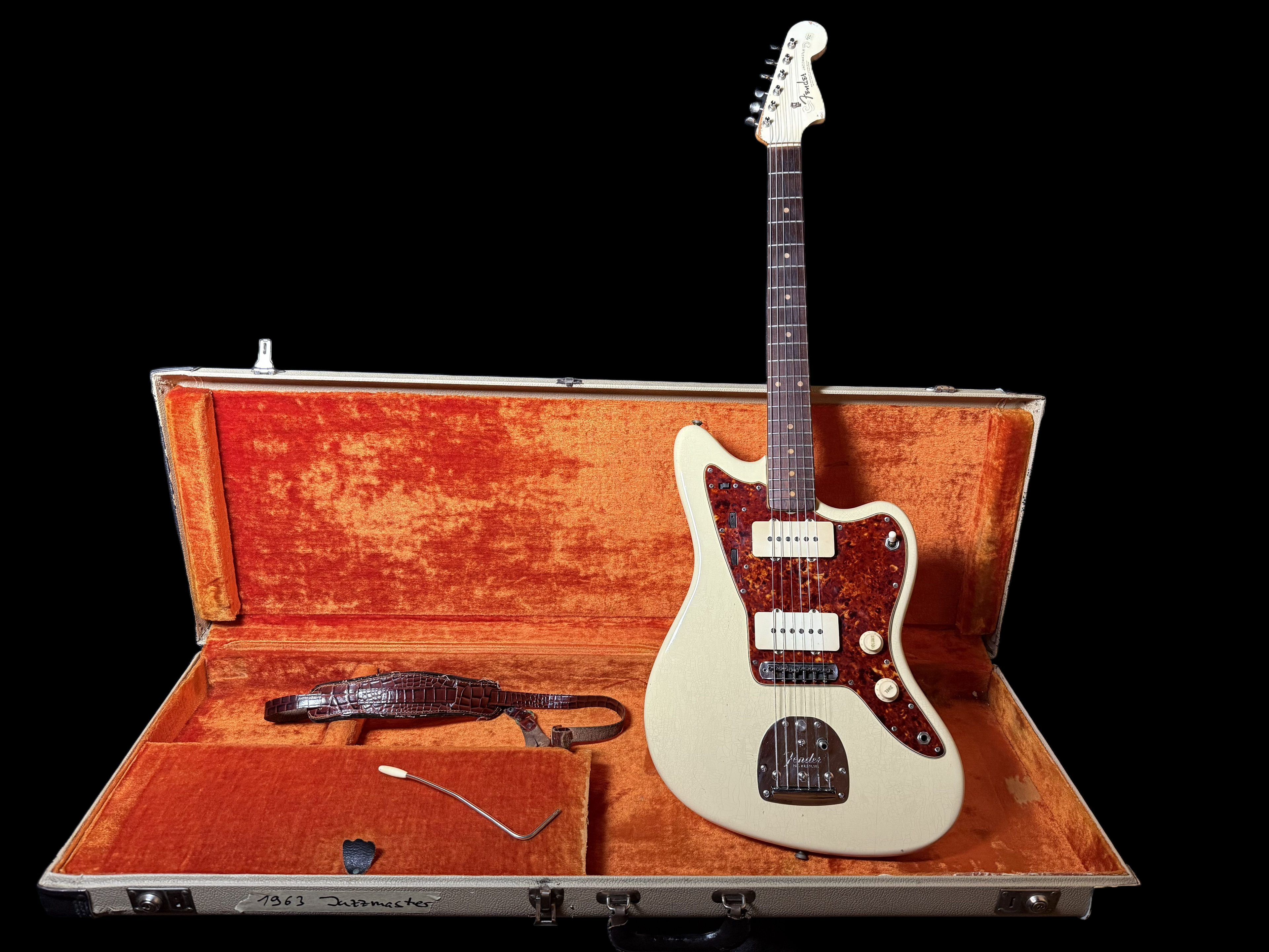 1963 Fender Jazzmaster Vintage White Matching Headstock Refinish