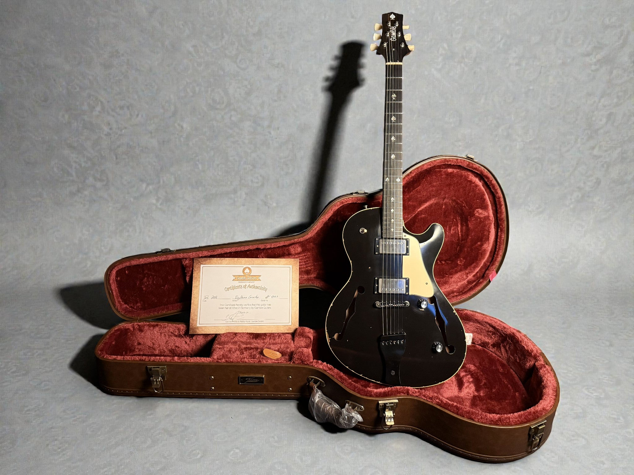 Gamble Guitars “Big Mama” Custom Curved Top – Open House Model – Aged Black