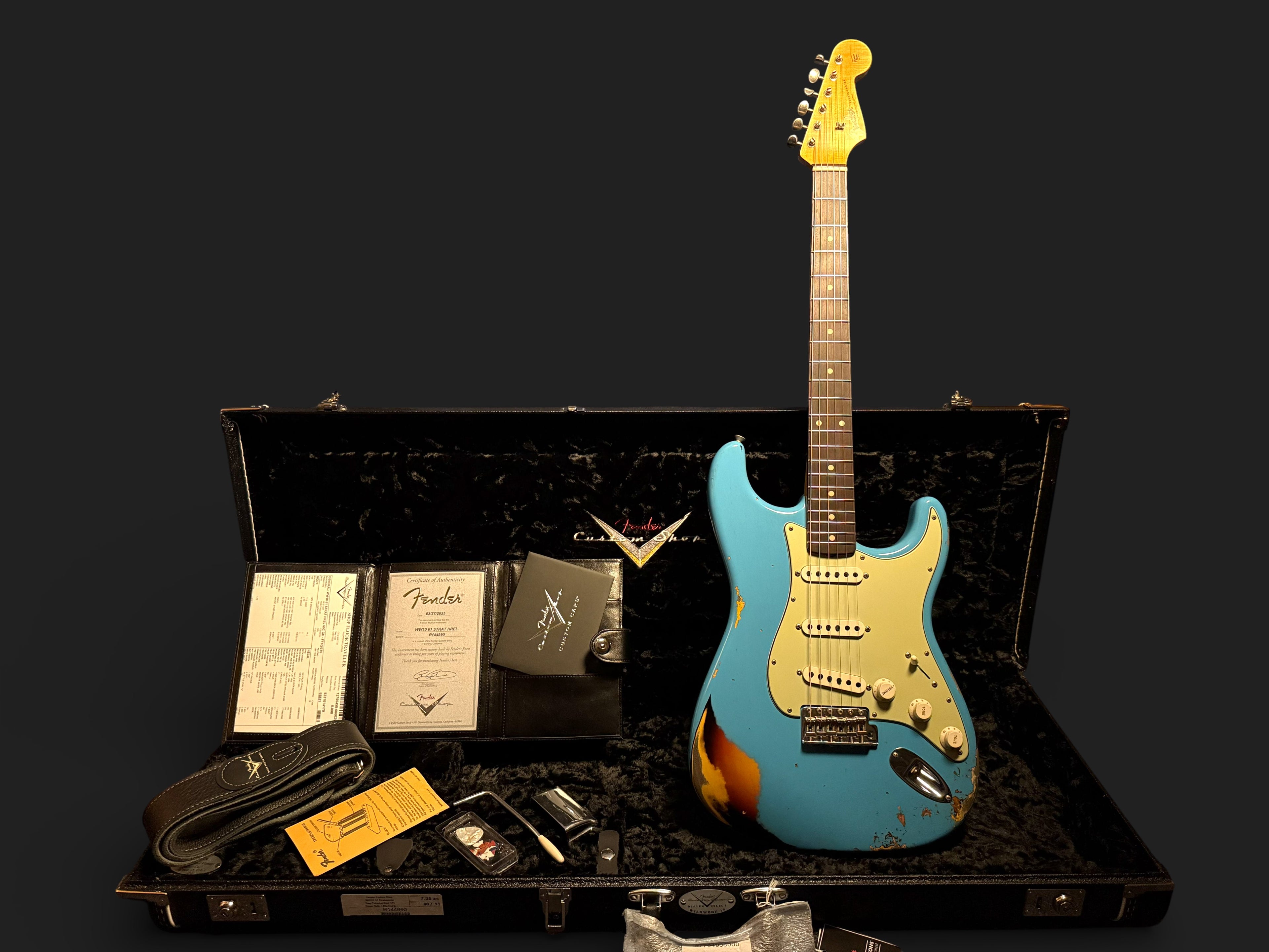 NEUWARE Fender Custom Shop '61 Stratocaster Heavy Relic Wildwood Faded Taos Tourqoise over Sunburst 3,3kg