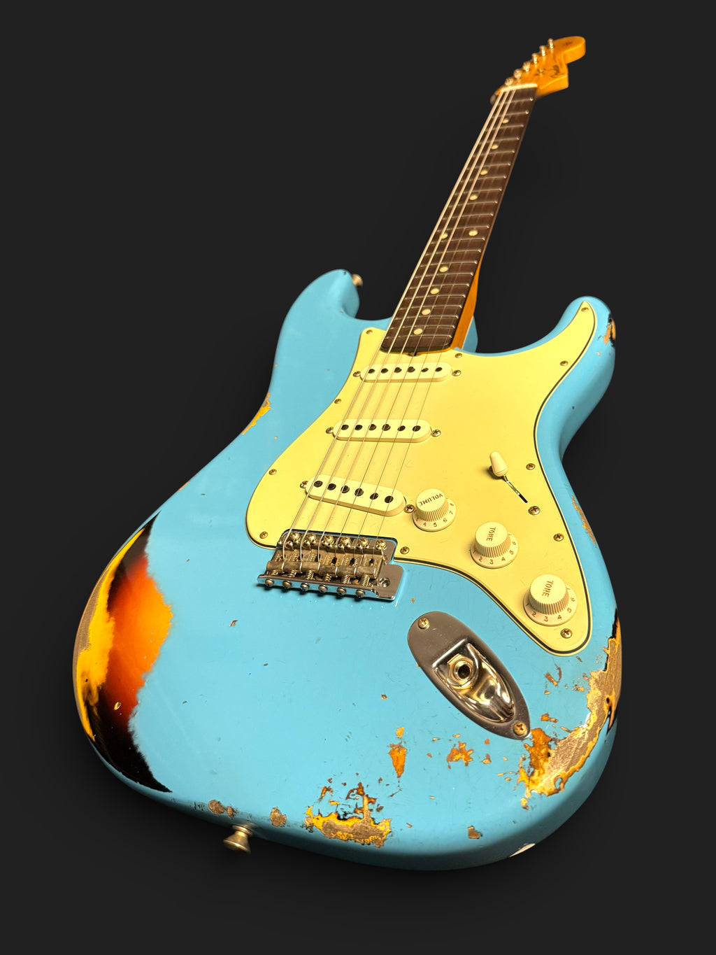 NEUWARE Fender Custom Shop '61 Stratocaster Heavy Relic Wildwood Faded Taos Tourqoise over Sunburst 3,3kg