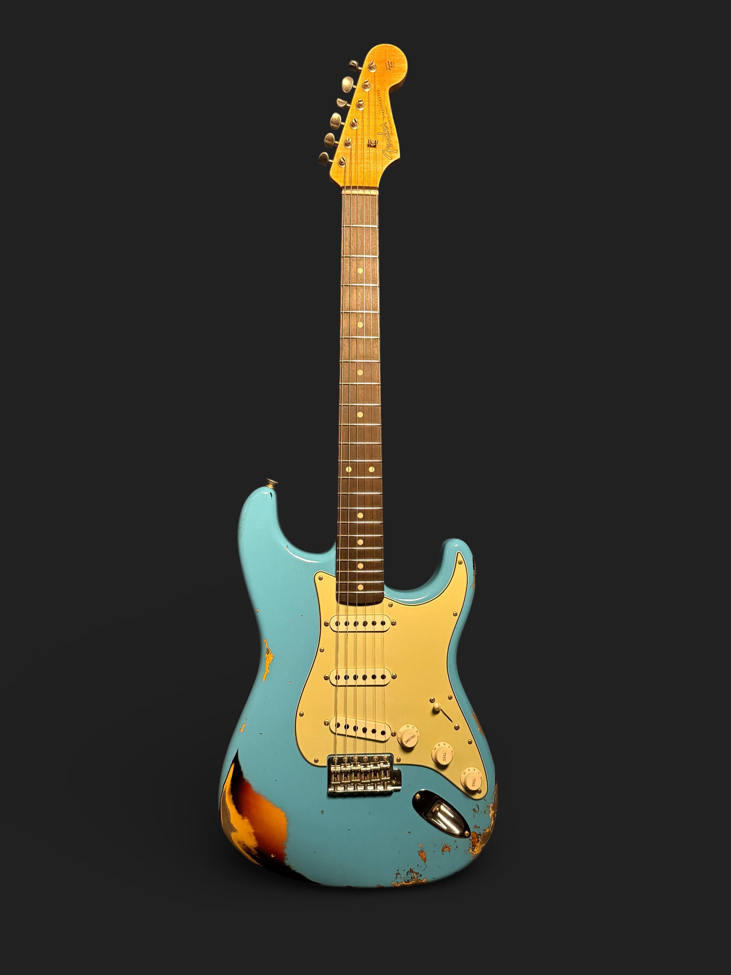 NEUWARE Fender Custom Shop '61 Stratocaster Heavy Relic Wildwood Faded Taos Tourqoise over Sunburst 3,3kg