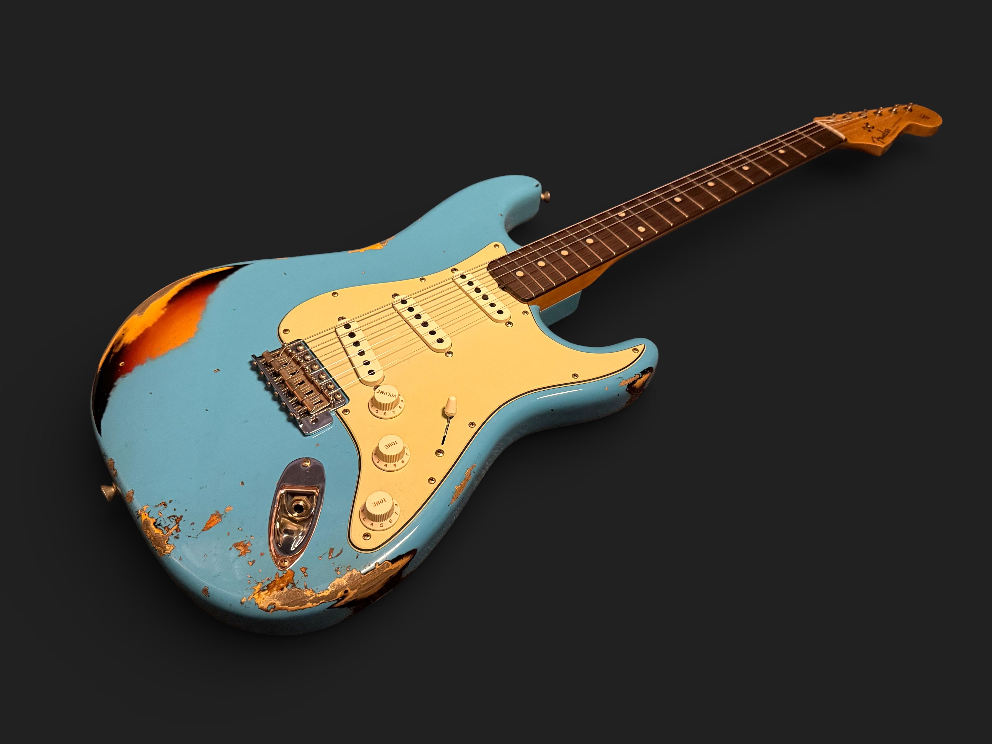 NEUWARE Fender Custom Shop '61 Stratocaster Heavy Relic Wildwood Faded Taos Tourqoise over Sunburst 3,3kg