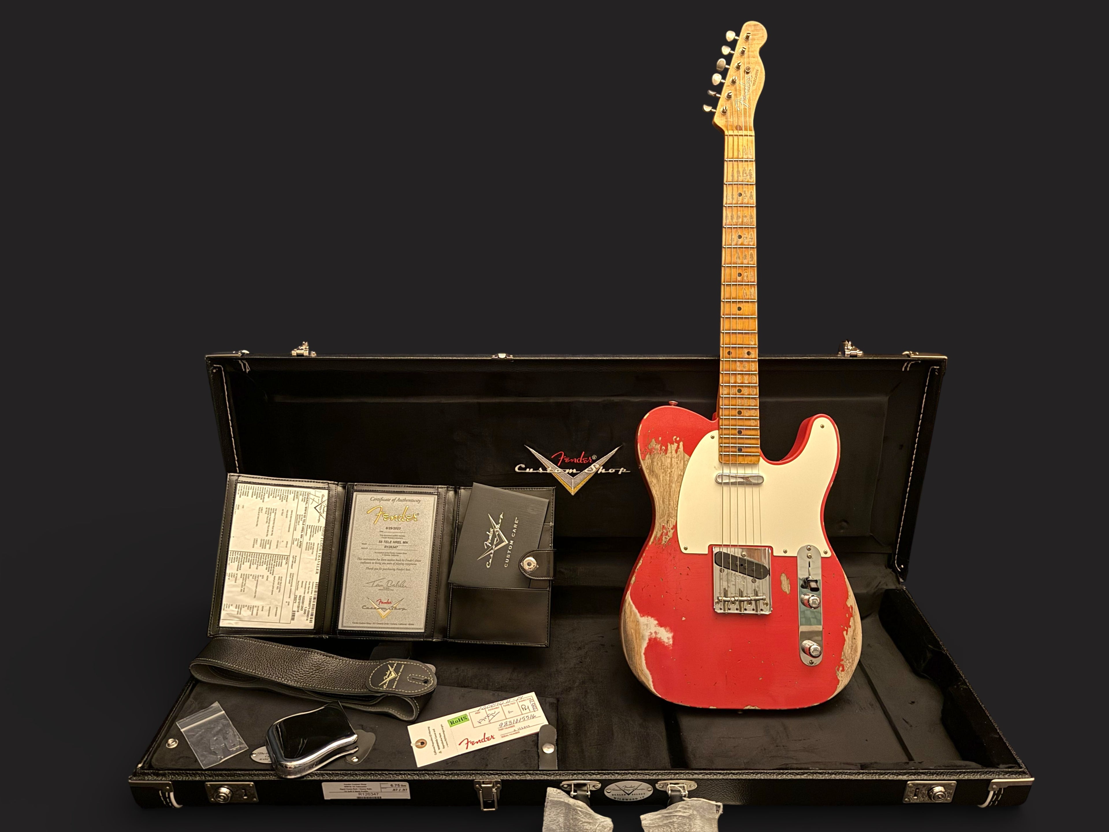 NEUWARE Fender Custom Shop '55 Telecaster Heavy Relic Wildwood 10 lightweight Ash Josefina Pickups Aged Fiesta Red 3,06kg