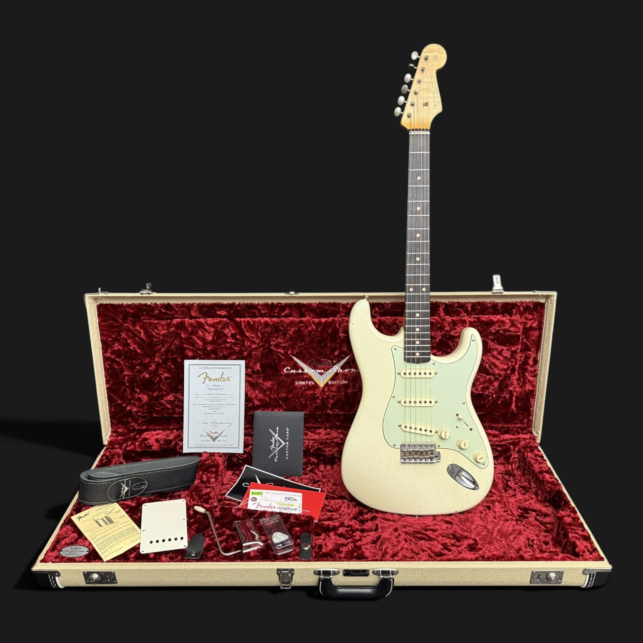 2016 Fender Custom Shop '59 Limited Stratocaster Journeyman Relic - Aged Olympic White - Poblano HW - AAA Flame Neck - 3,27kg