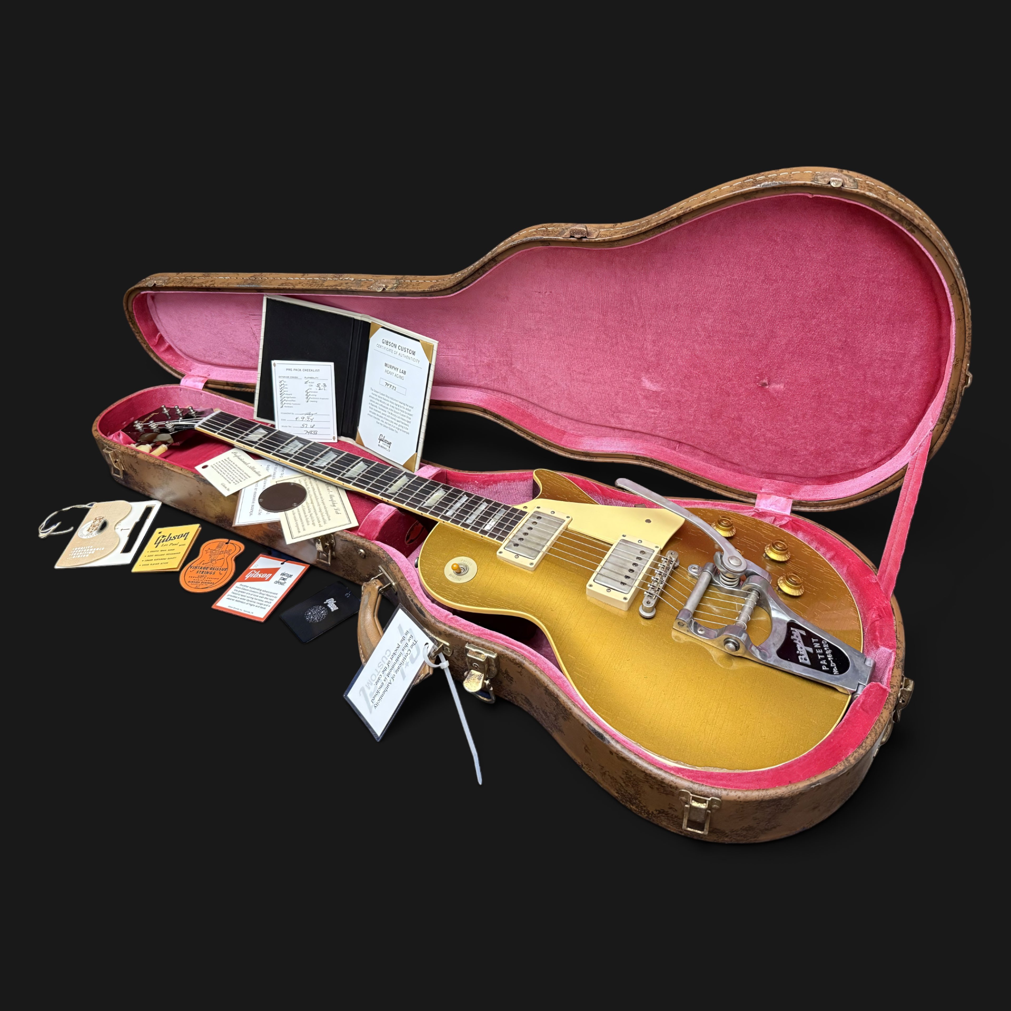 2024 Gibson Custom Shop M2M 1957 Les Paul Goldtop Darkback Reissue • Murphy Lab Heavy Aged • Double Gold • Bigsby B7 • Lower Logo • Aged Case