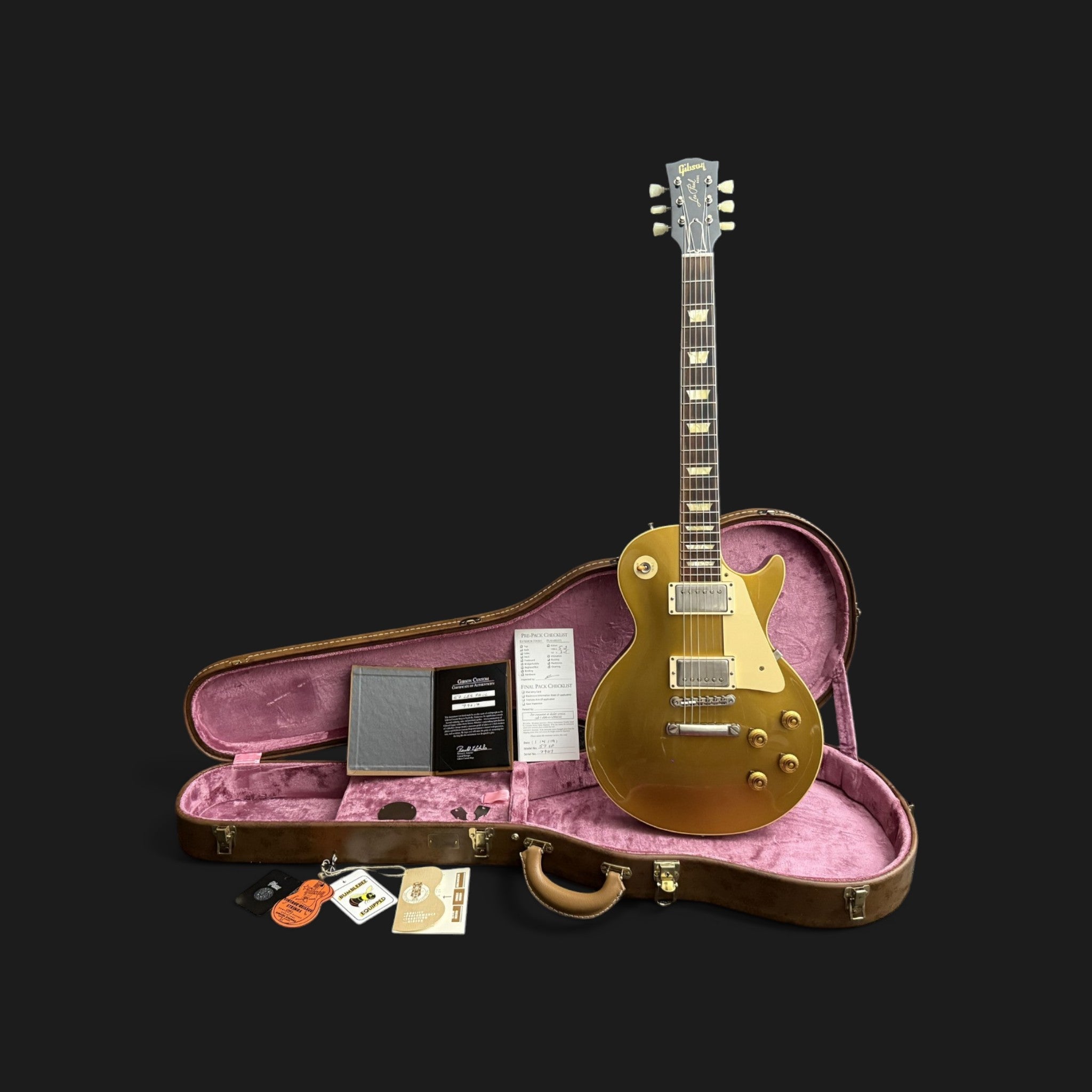 2019 Gibson Custom Shop 1957 Les Paul Standard Reissue Goldtop Darkback - Double Gold - 3,65kg