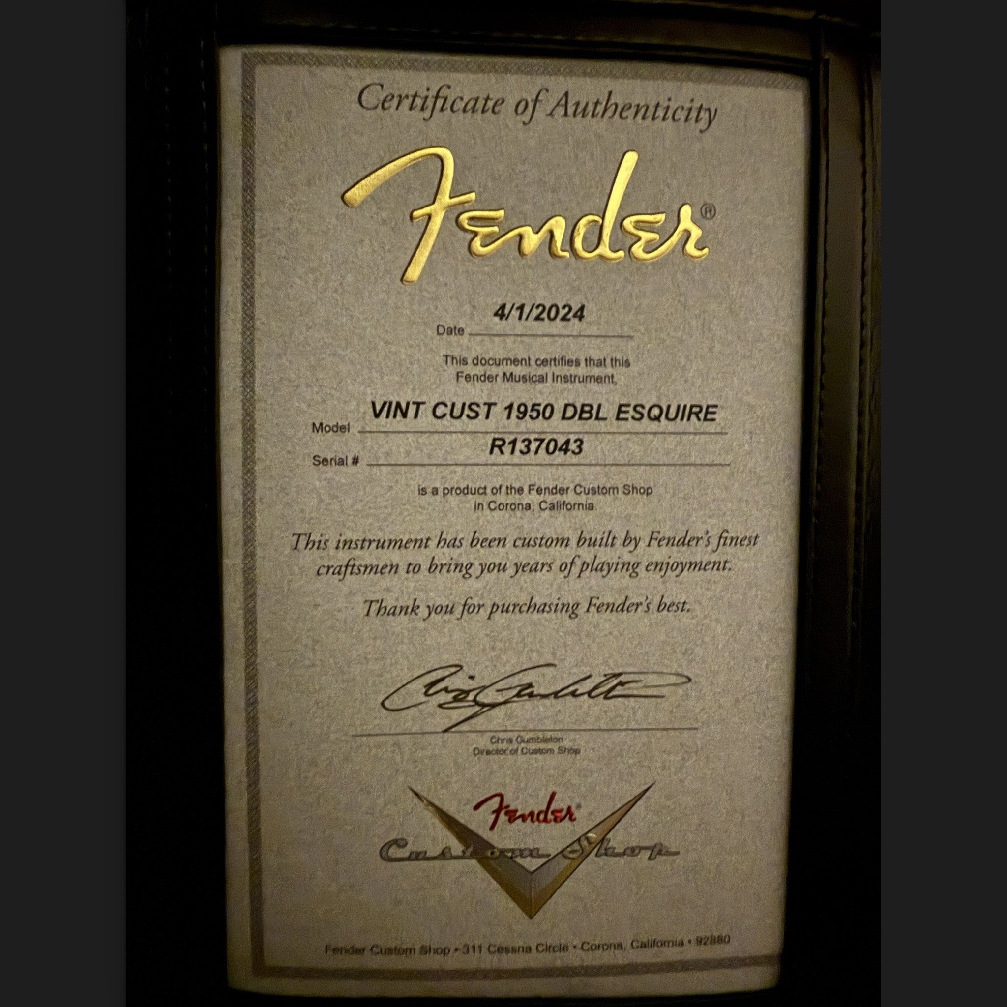 2024 Fender Custom Shop Vintage Custom 1950 Double Esquire – P90 Mod - Abby Ybarra Bridge Pickup